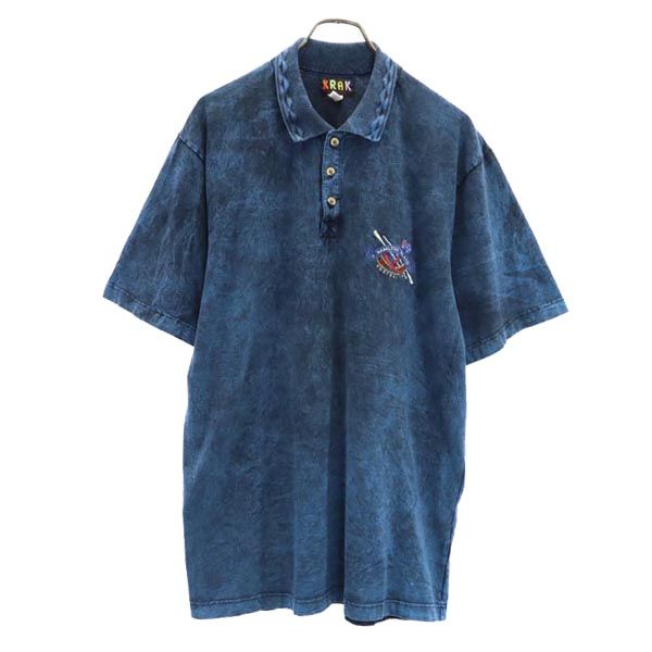 KRAK 90s オールド 半袖 ポロシャツ XL ブルー系 メンズ