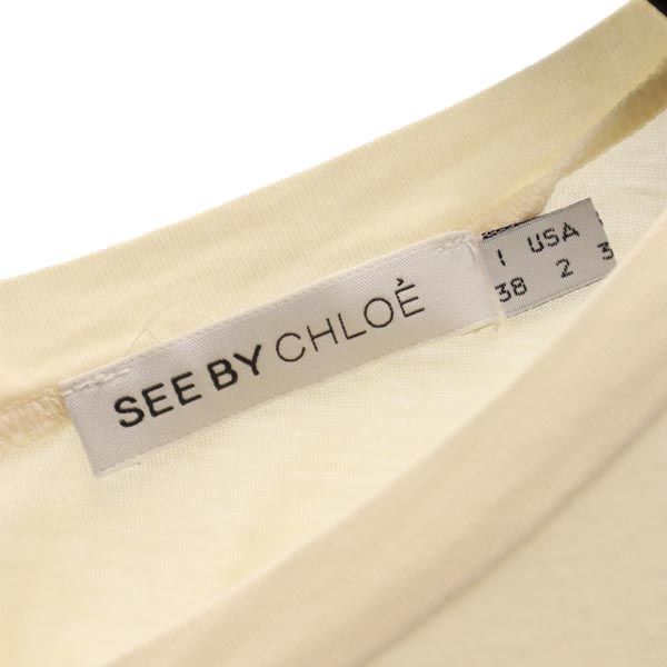 SEE BY CHLOE シーバイクロエ バックプリント 半袖 Tシャツ I 38 ベージュ系 レディース