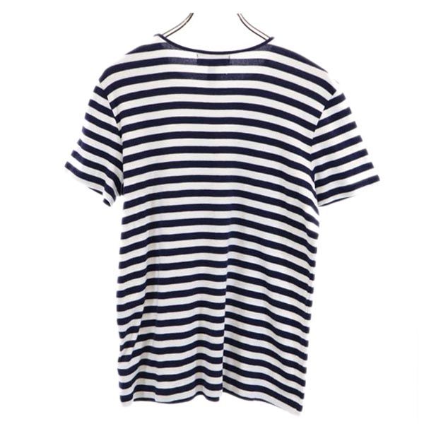 LAUREN RALPH LAUREN ローレンラルフローレン ボーダー 半袖 シャツ L ネイビー×ホワイト レースアップ リボン レディース