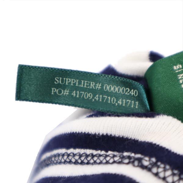 LAUREN RALPH LAUREN ローレンラルフローレン ボーダー 半袖 シャツ L ネイビー×ホワイト レースアップ リボン レディース