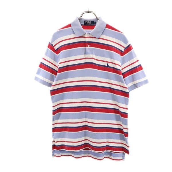 Polo by Ralph Lauren ポロバイラルフローレン 90s オールド ボーダー 半袖 ポロシャツ L ブルー系 メンズ