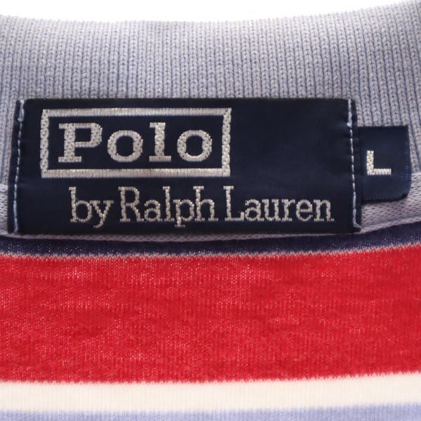 Polo by Ralph Lauren ポロバイラルフローレン 90s オールド ボーダー 半袖 ポロシャツ L ブルー系 メンズ