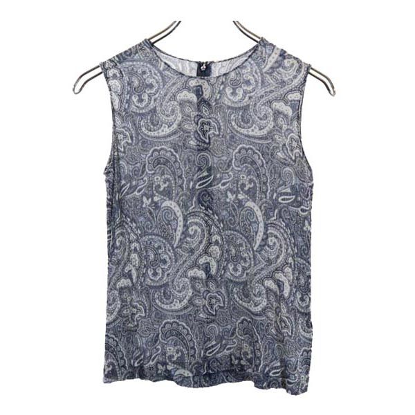 Burberrys バーバリーズ 90s 三陽商会 オールド シルク ペイズリー柄 ノースリーブ カットソー 40 ブルー系 レディース