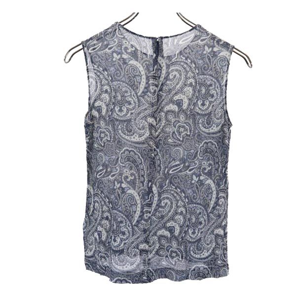 Burberrys バーバリーズ 90s 三陽商会 オールド シルク ペイズリー柄 ノースリーブ カットソー 40 ブルー系 レディース