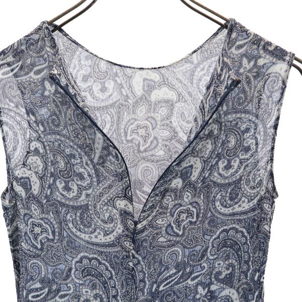 Burberrys バーバリーズ 90s 三陽商会 オールド シルク ペイズリー柄 ノースリーブ カットソー 40 ブルー系 レディース