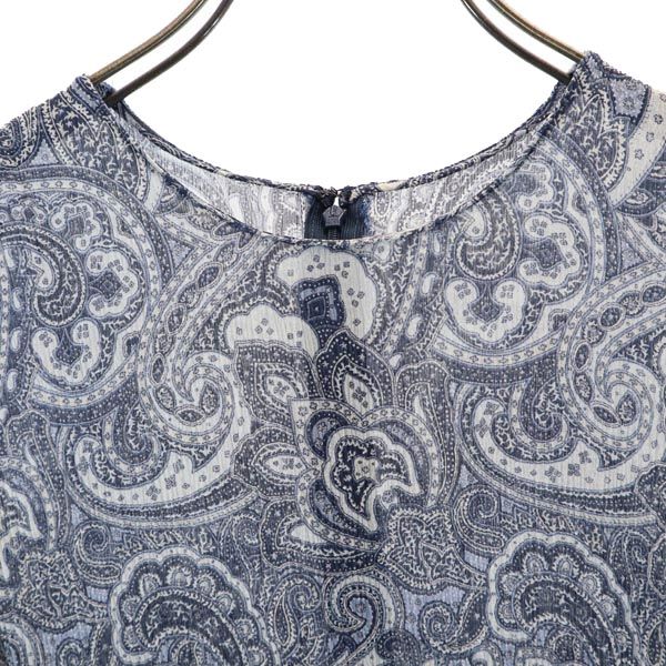Burberrys バーバリーズ 90s 三陽商会 オールド シルク ペイズリー柄 ノースリーブ カットソー 40 ブルー系 レディース
