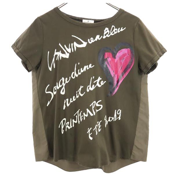 LANVIN en Bleu ランバンオンブルー 日本製 半袖 Tシャツ 38 カーキ レディース