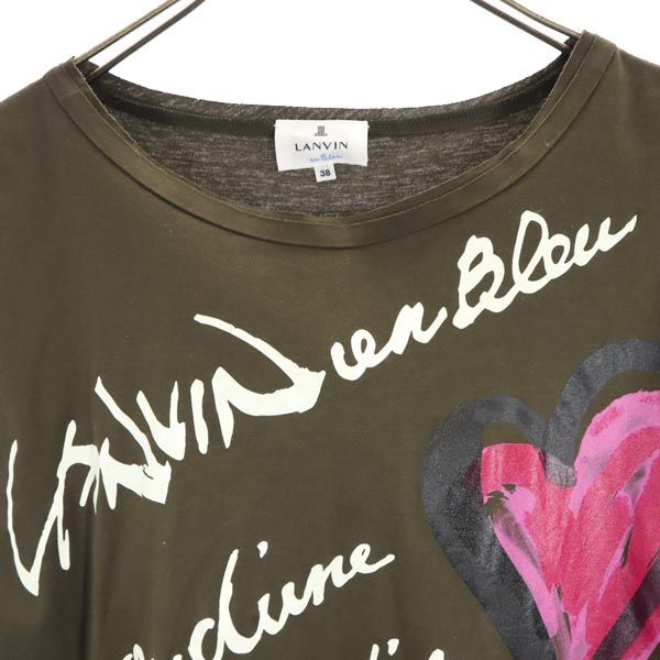 LANVIN en Bleu ランバンオンブルー 日本製 半袖 Tシャツ 38 カーキ レディース