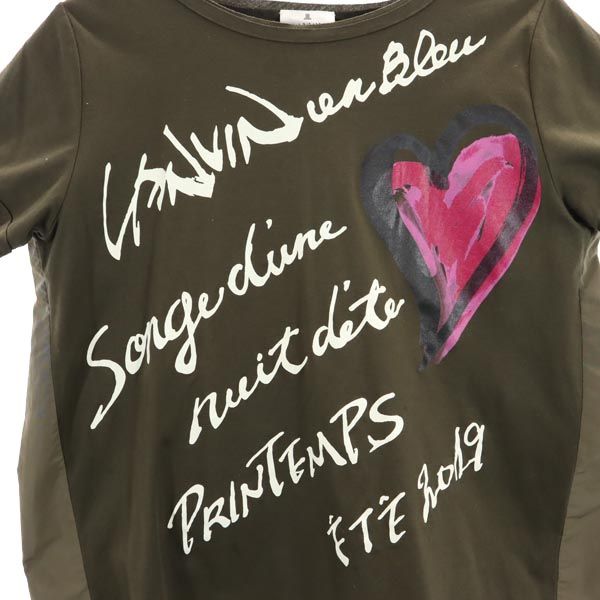 LANVIN en Bleu ランバンオンブルー 日本製 半袖 Tシャツ 38 カーキ レディース