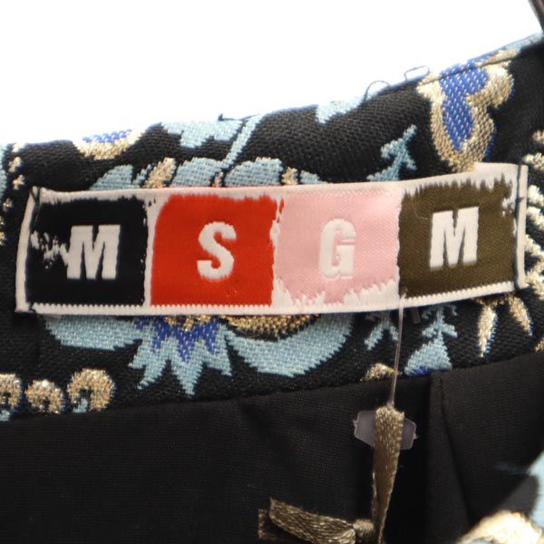 未使用 MSGM エムエスジーエム イタリア製 総柄 半袖 ワンピース 38 ブルー系 レディース