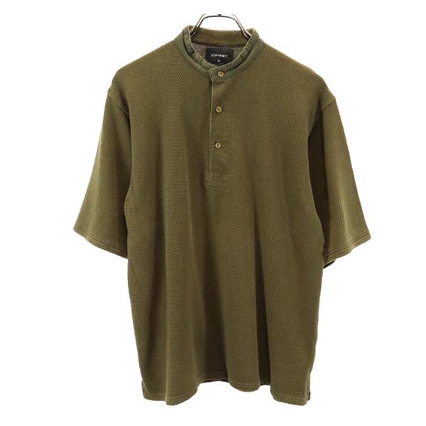 SOPHNET. ソフネット 日本製 半袖 ヘンリーネック Tシャツ M カーキ系 メンズ