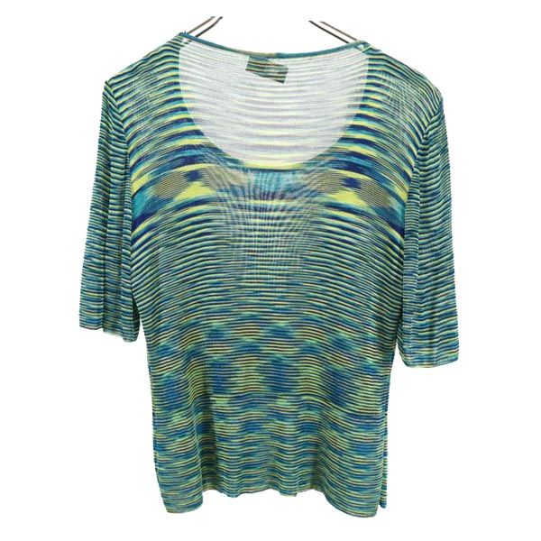 Missoni ミッソーニ イタリア製 総柄 半袖 ニット 半袖 セーター 44 ブルー系 ニット レディース