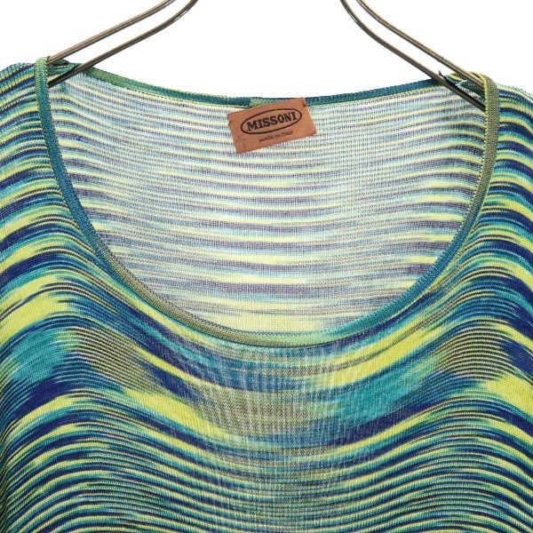 Missoni ミッソーニ イタリア製 総柄 半袖 ニット 半袖 セーター 44 ブルー系 ニット レディース