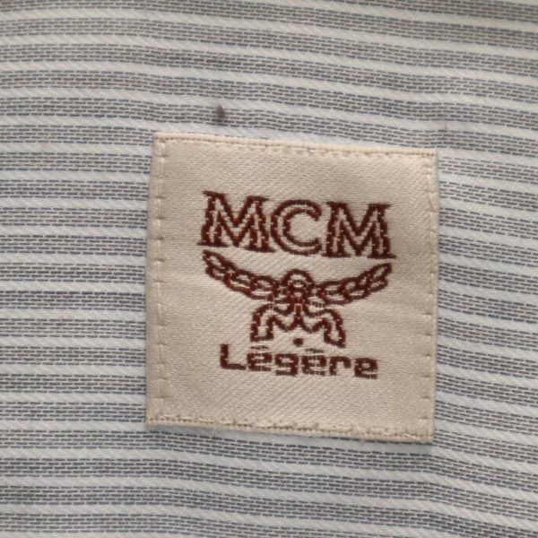 MCM エムシーエム ストライプ柄 長袖 シャツ L ライトグレー メンズ