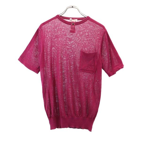 Pierre Cardin ピエールカルダン リネン 半袖 セーター M ボルドー系 ニット メンズ