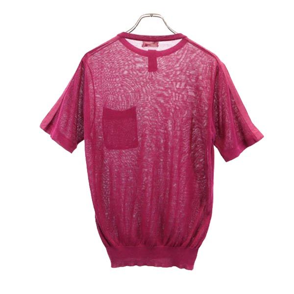 Pierre Cardin ピエールカルダン リネン 半袖 セーター M ボルドー系 ニット メンズ