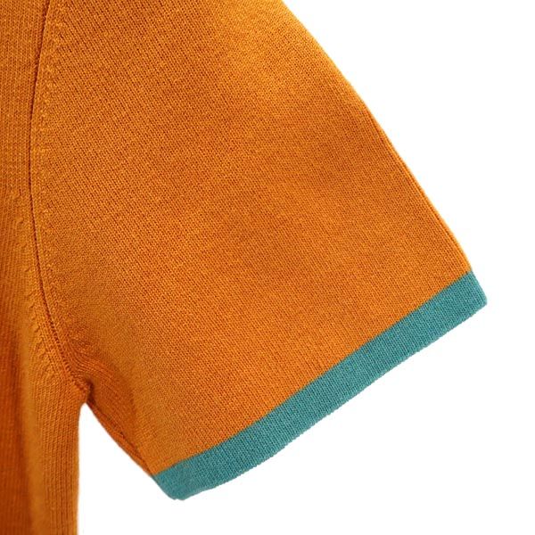 ETRO エトロ イタリア製 シルクブレンド 半袖 Vネック セーター 44 オレンジ ニット レディース