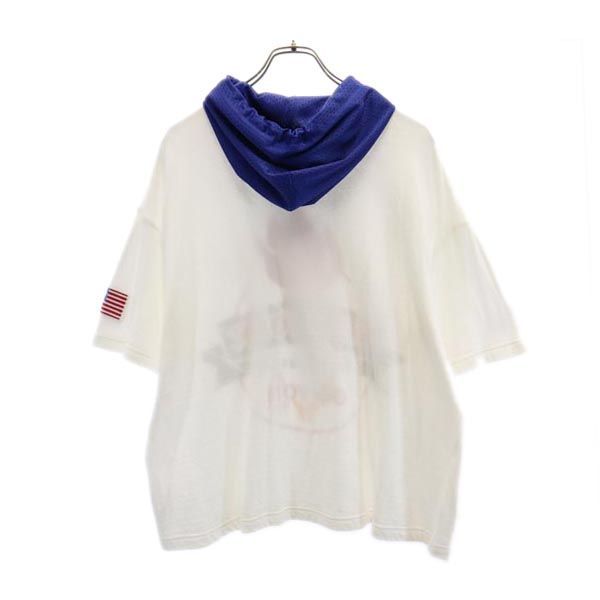 VOTE MAKE NEW CLOTHES ボートメイクニュークローズ 日本製 フード 半袖 Tシャツ M ホワイト メッシュ メンズ