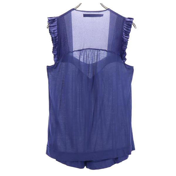 SPORT MAX CODE スポーツマックスコーデ ノースリーブ チュニック M ネイビー系 ビーズ飾り レディース