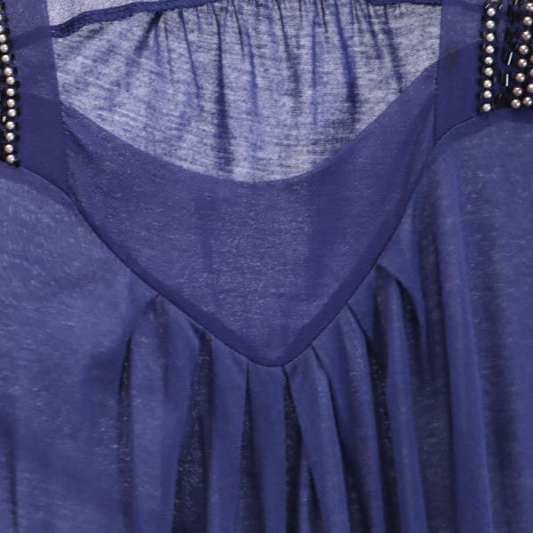 SPORT MAX CODE スポーツマックスコーデ ノースリーブ チュニック M ネイビー系 ビーズ飾り レディース