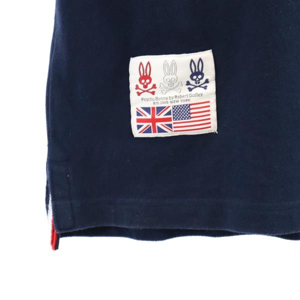 Psycho Bunny サイコバニー 日本製 ゴルフ 半袖 ポロシャツ M ネイビー系 鹿の子 メンズ