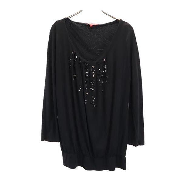 MAX MARA マックスマーラ 長袖 カットソー L ブラック系 ラインストーン レディース