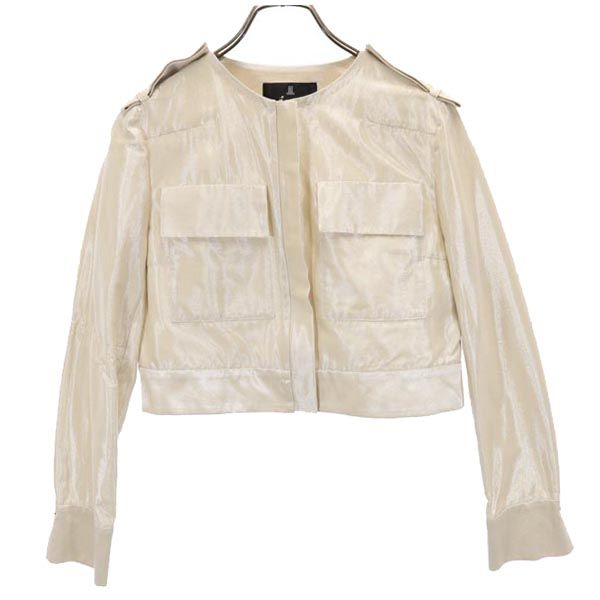 LANVIN ランバン 日本製 ノーカラージャケット 38 ベージュ系 レディース