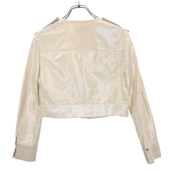 LANVIN ランバン 日本製 ノーカラージャケット 38 ベージュ系 レディース