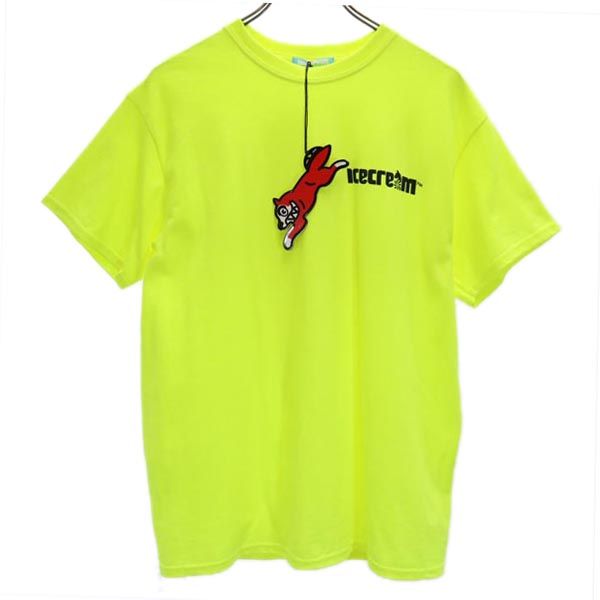 未使用 ICE CREAM アイスクリーム バッグプリント 半袖 Tシャツ M イエロー メンズ