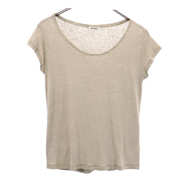 ACNE アクネ リネン 半袖 Tシャツ XS ブラウン系 レディース