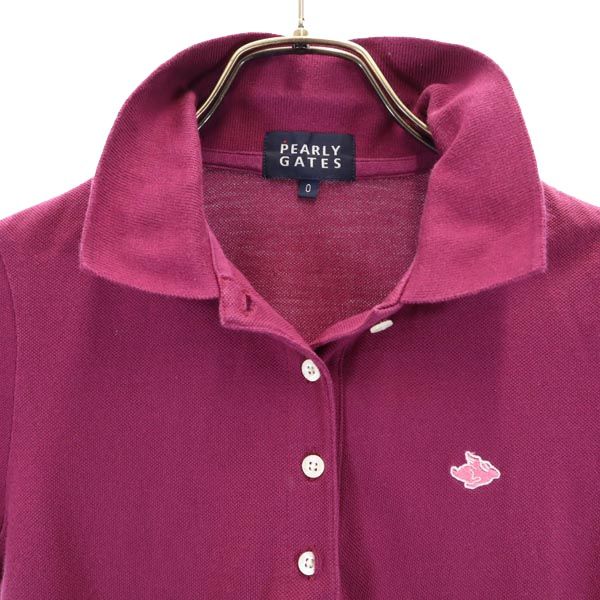 PEARLY GATES パーリーゲイツ 日本製 ゴルフ 半袖 ポロシャツ 0 紫系 鹿の子 レディース