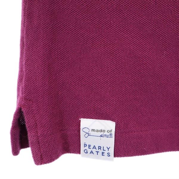 PEARLY GATES パーリーゲイツ 日本製 ゴルフ 半袖 ポロシャツ 0 紫系 鹿の子 レディース