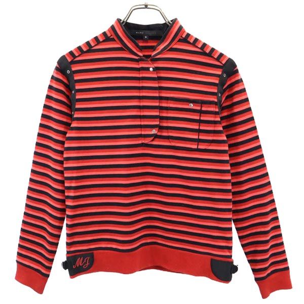MARC JACOBS マークジェイコブス ボーダー 長袖 ハーフジップ カットソー S レッド系 レディース