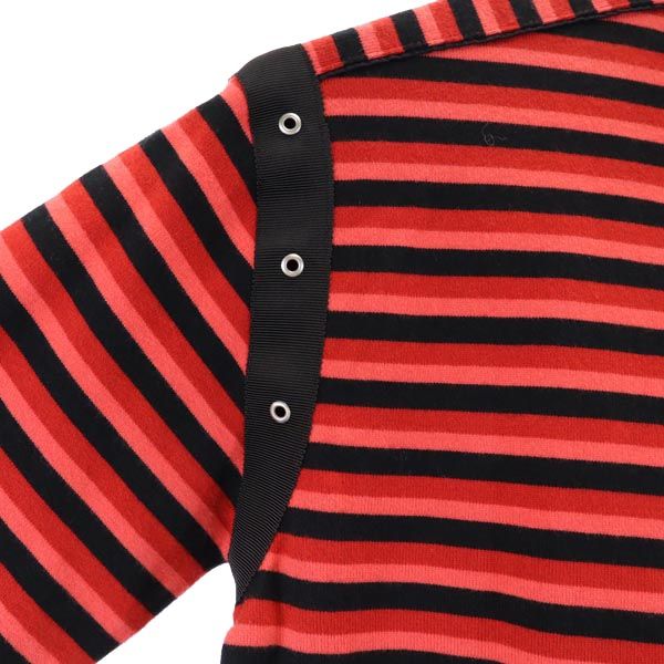MARC JACOBS マークジェイコブス ボーダー 長袖 ハーフジップ カットソー S レッド系 レディース