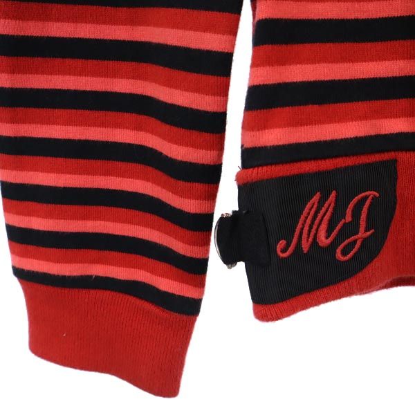 MARC JACOBS マークジェイコブス ボーダー 長袖 ハーフジップ カットソー S レッド系 レディース