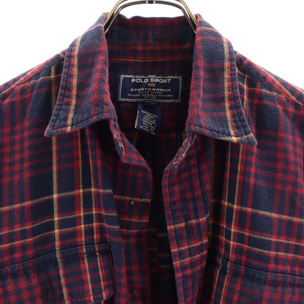 POLO SPORT RALPH LAUREN ポロスポーツ ラルフローレン 長袖 チェックシャツ M ネイビー×赤系 レディース