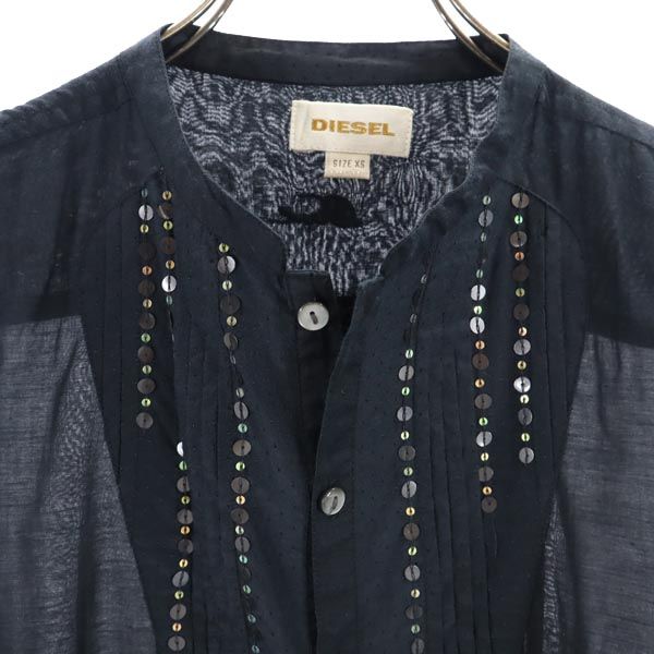 DIESEL ディーゼル スパンコールデザイン 長袖 ブラウス XS 黒 シャツ レディース