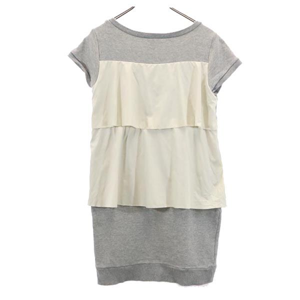 LANVIN en Bleu ランバンオンブルー 日本製 半袖 スウェット ワンピース 38 グレー系 レディース