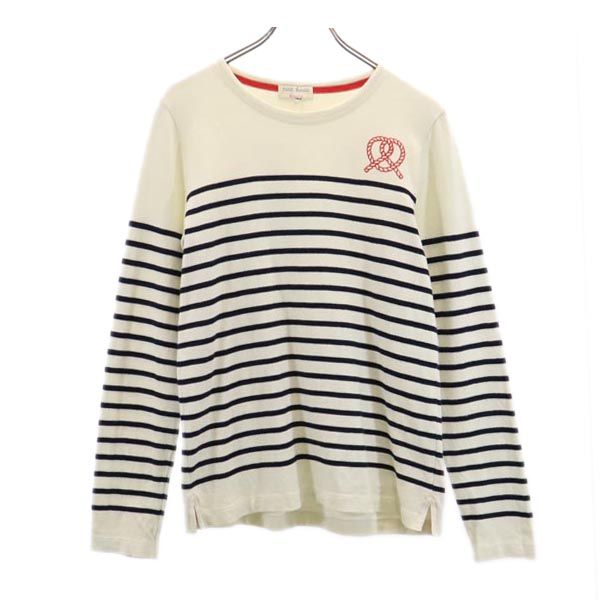 PETIT BATEAU プチバトー フランス製 ボーダー 長袖 Tシャツ S 生成り ロンT メンズ
