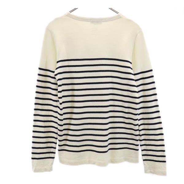 PETIT BATEAU プチバトー フランス製 ボーダー 長袖 Tシャツ S 生成り ロンT メンズ