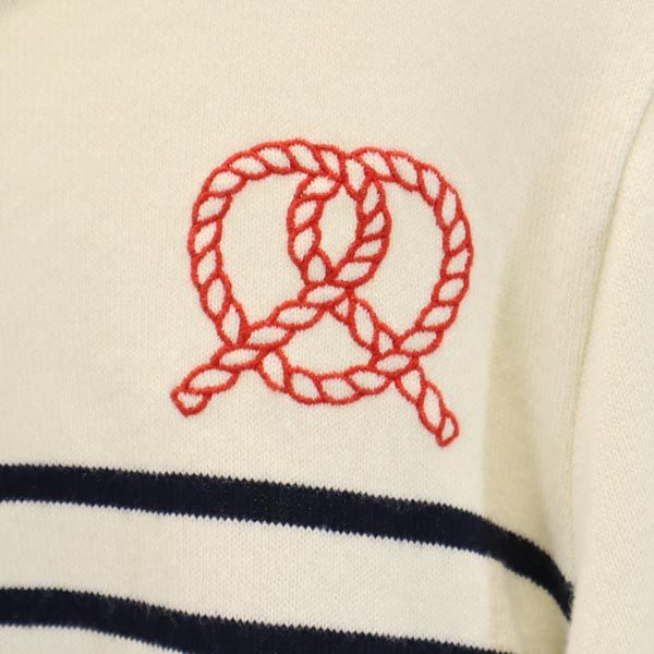 PETIT BATEAU プチバトー フランス製 ボーダー 長袖 Tシャツ S 生成り ロンT メンズ