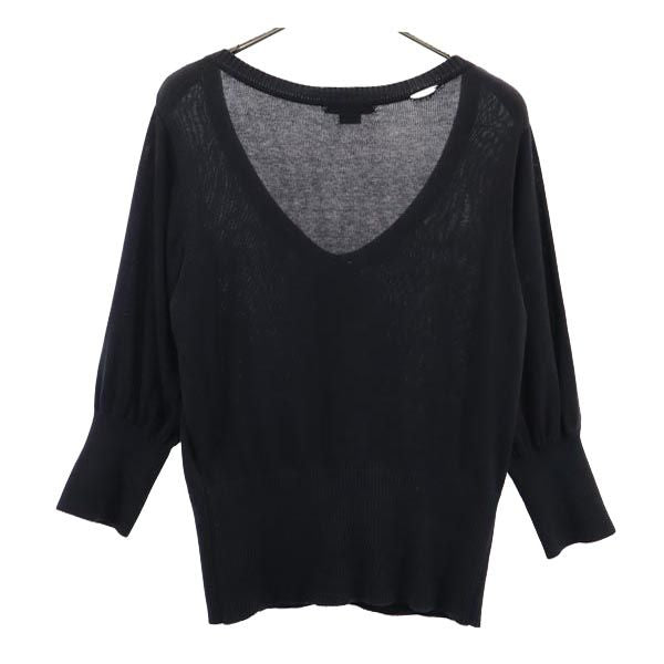 ARMANI EXCHANGE アルマーニエクスチェンジ シルクブレンド 7分袖 ニット カーディガン S 黒 レディース