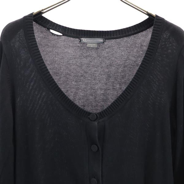 ARMANI EXCHANGE アルマーニエクスチェンジ シルクブレンド 7分袖 ニット カーディガン S 黒 レディース