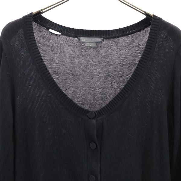 ARMANI EXCHANGE アルマーニエクスチェンジ シルクブレンド 7分袖 ニット カーディガン S 黒 レディース