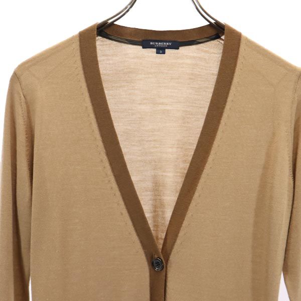 BURBERRY バーバリー 三陽商会 ウール シルク カシミヤブレンド 長袖 ニット カーディガン 2 ベージュ レディース