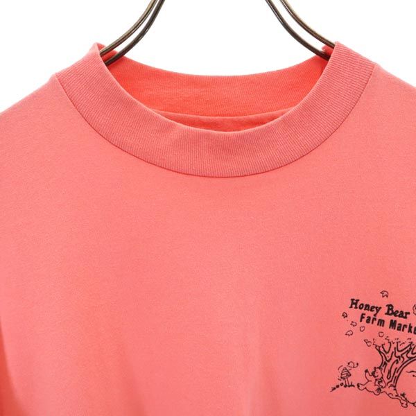 Hanes ヘインズ 80s 90s USA製 ヴィンテージ プリント 半袖 Tシャツ L ピンク系 メンズ