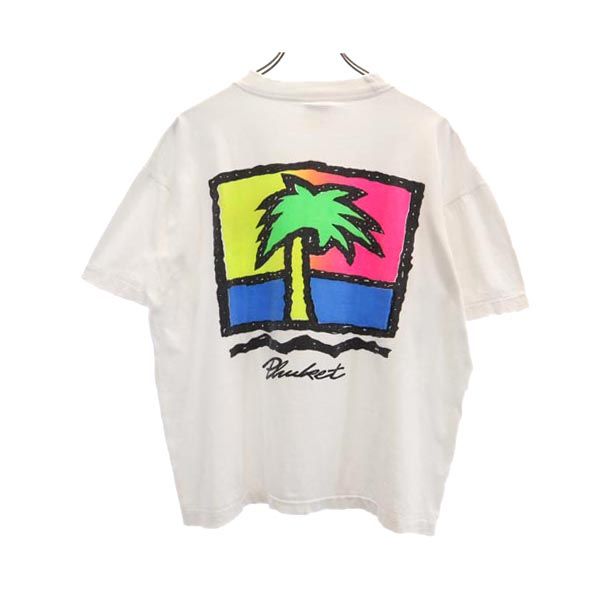 オンザビーチ 両面プリント 半袖 クルーネック Tシャツ 白系 ON THE BEACH メンズ