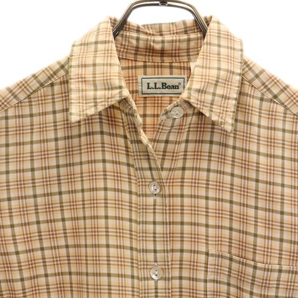 L.L.Bean エルエルビーン アウトドア チェック 長袖 シャツ XS ベージュ系 メンズ