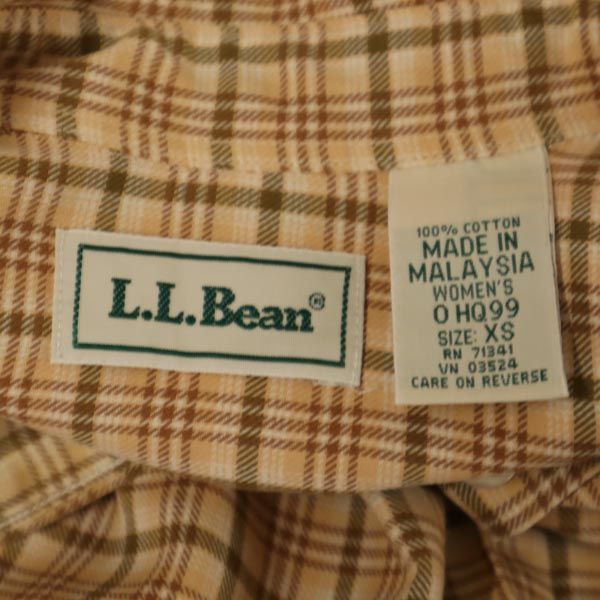 L.L.Bean エルエルビーン アウトドア チェック 長袖 シャツ XS ベージュ系 メンズ