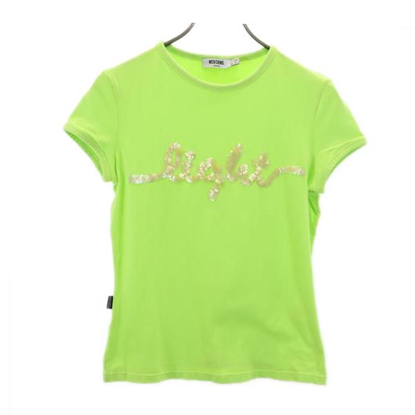 MOSCHINO モスキーノ 半袖 Tシャツ USA8 グリーン系 スパンコール レディース
